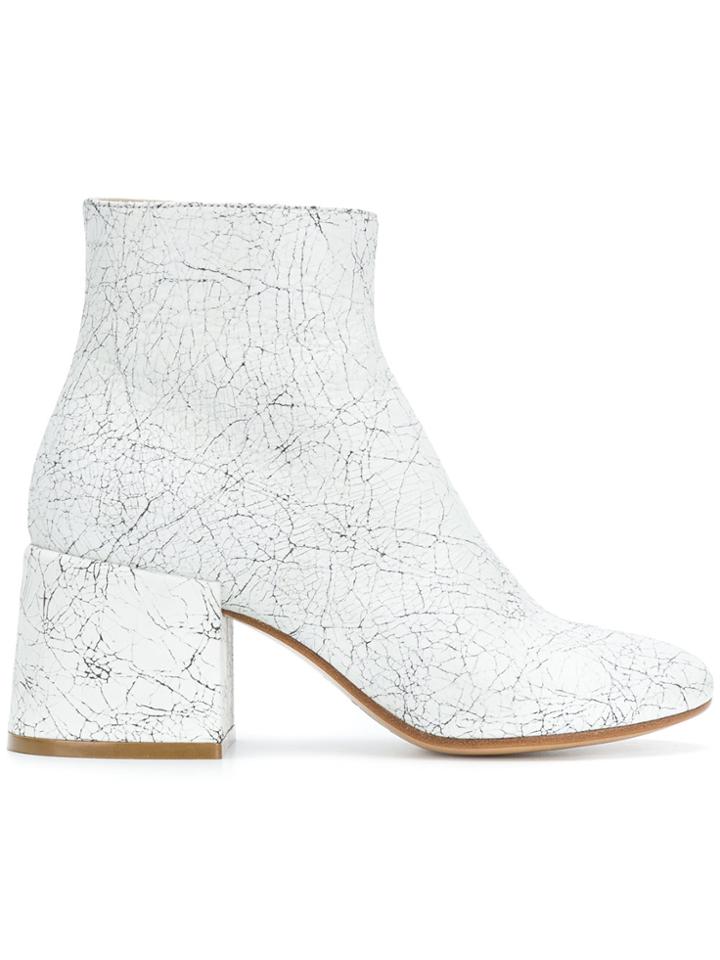 Mm6 Maison Margiela Crackle Effect Ankle Boots - White