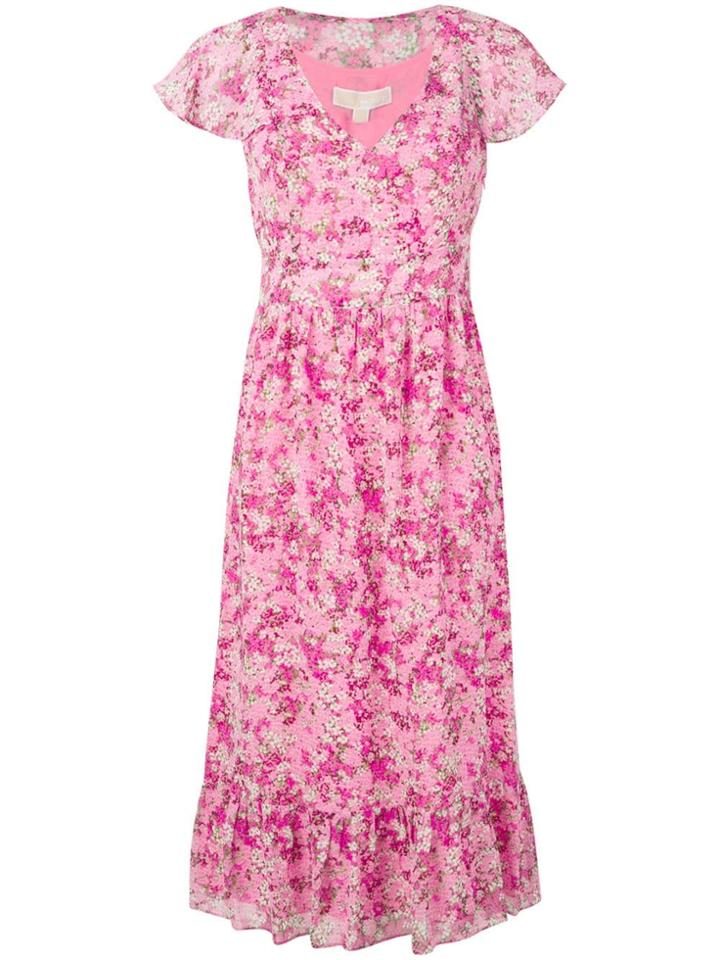 Michael Michael Kors Floral Print Midi Dress - Pink