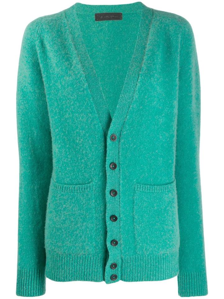 The Elder Statesman Front Button Cardigan - Green