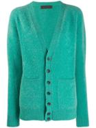 The Elder Statesman Front Button Cardigan - Green