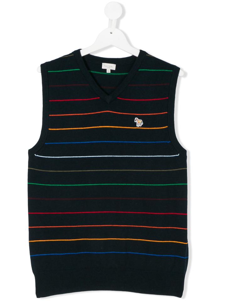 Paul Smith Junior Multicolour Stripe Sweater Vest - Blue
