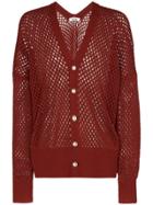 Sulvam Netted Button-front Cardigan - Red