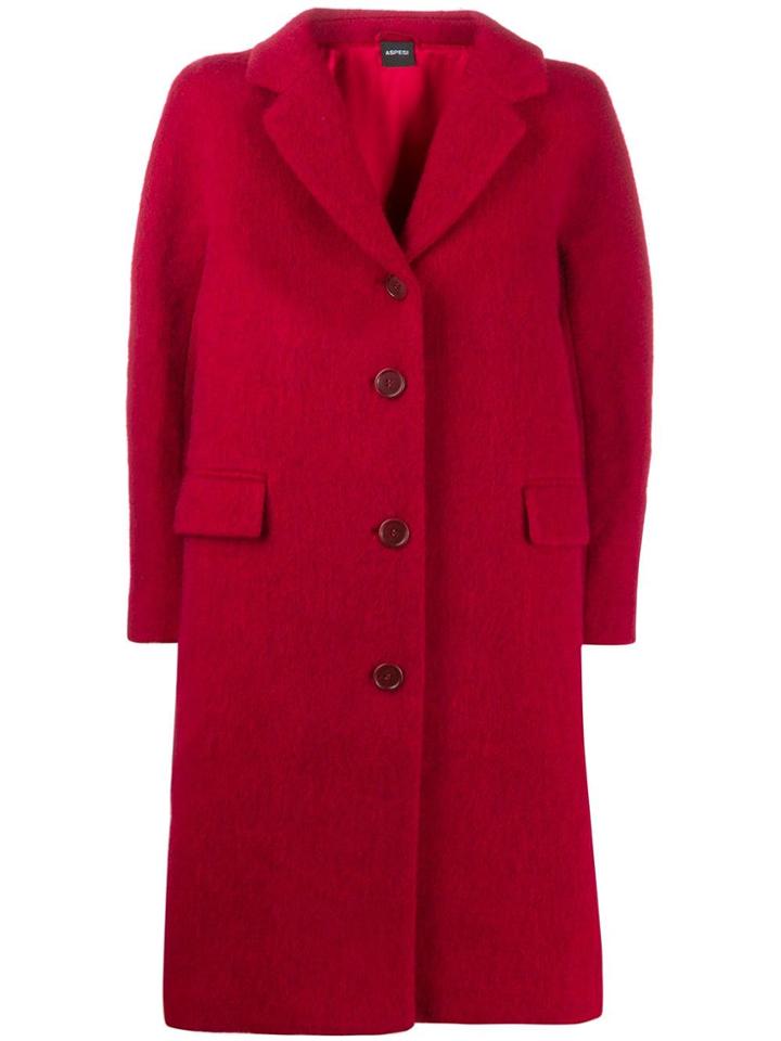 Aspesi Paneled Single Breasted Coat - Red
