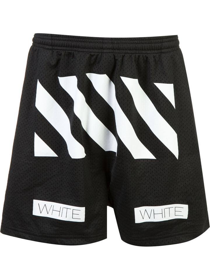 Off-white Auction House Perforated Track Shorts, Size: Xs, Black, Polyester