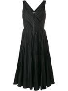Prada Ruched Crinkle Design Fitted Dress - Black