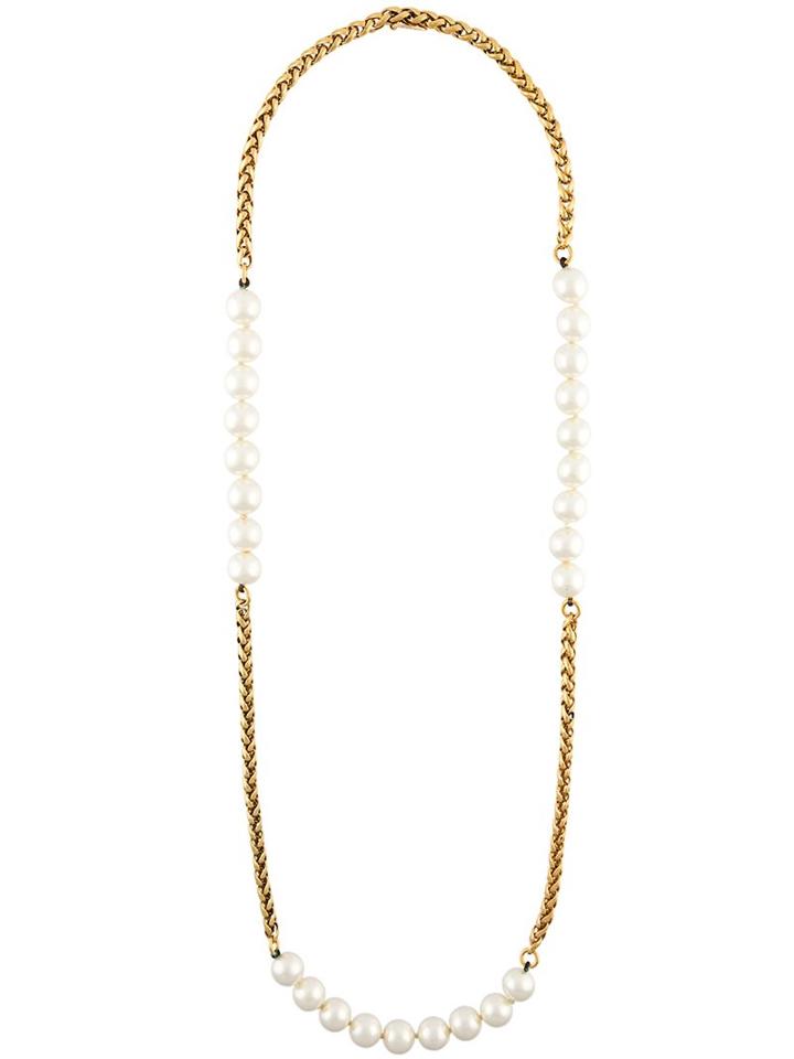 Chanel Vintage Pearl Link Necklace, White