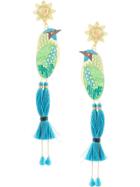 Mercedes Salazar Tropics Bird Earrings - Blue