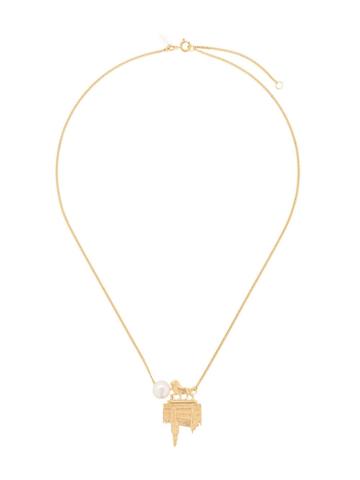 Wouters & Hendrix Lion, Brussels Town Hall And Pearl Necklace - Gold