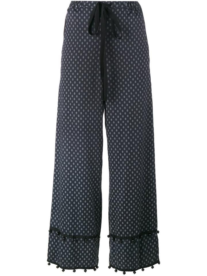 Adam Selman Sleepless Print Palazzo Pants, Women's, Size: 6, Black, Cotton/polyester