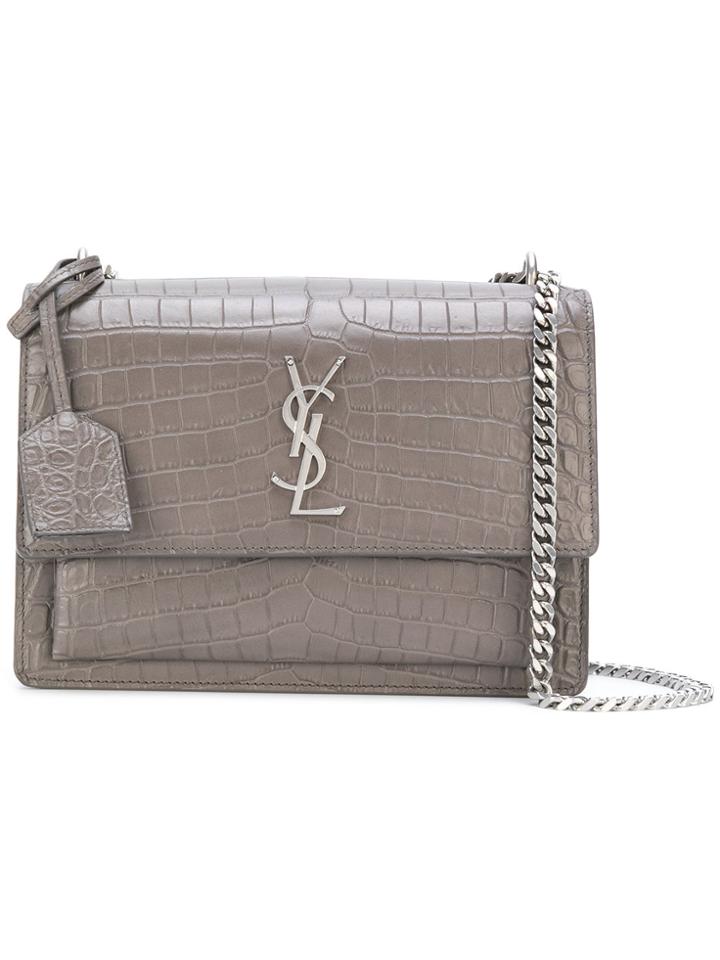 Saint Laurent Sunset Monogram Chain Wallet - Grey
