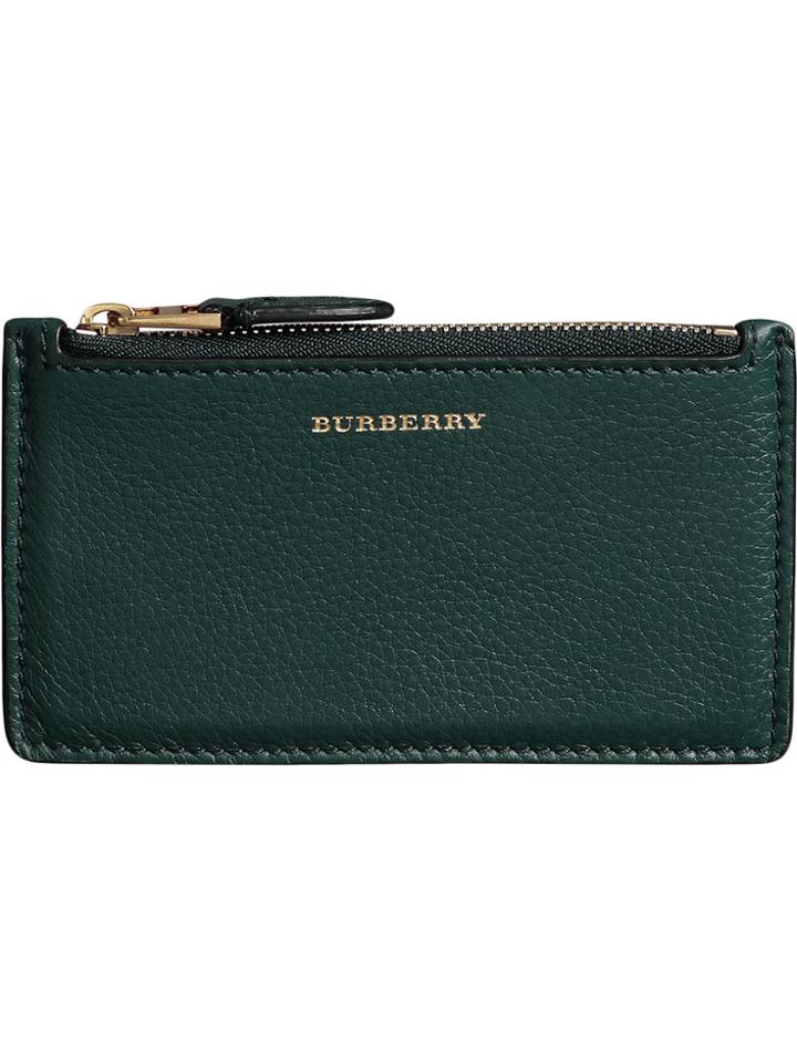 Burberry Two-tone Leather Zip Card Case - Blue