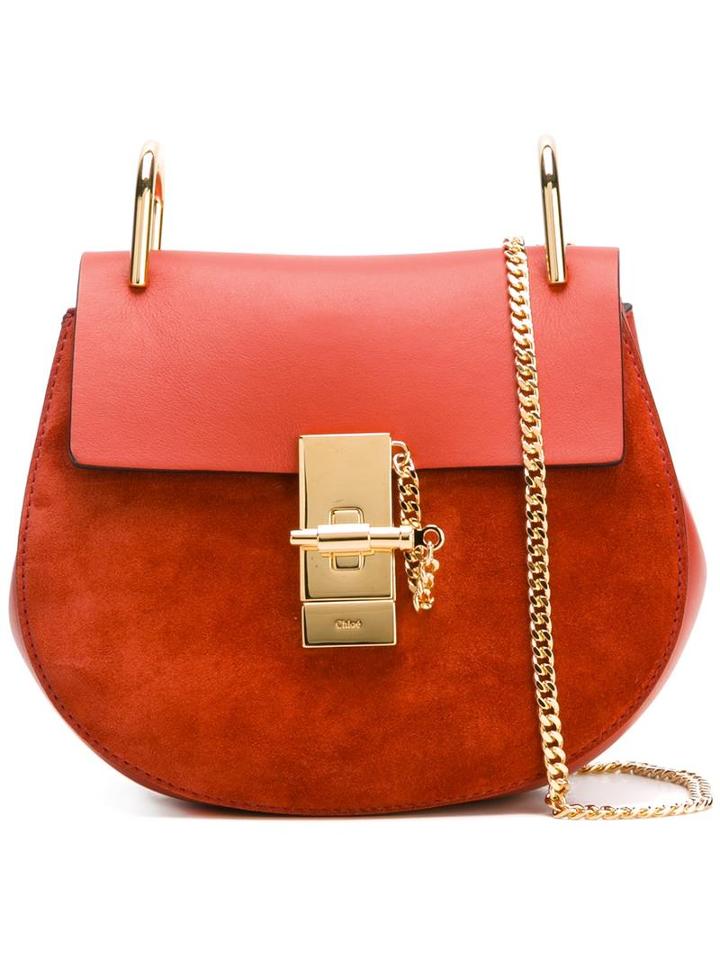 Chloé Drew Shoulder Bag, Women's, Yellow/orange, Calf Leather/calf Suede