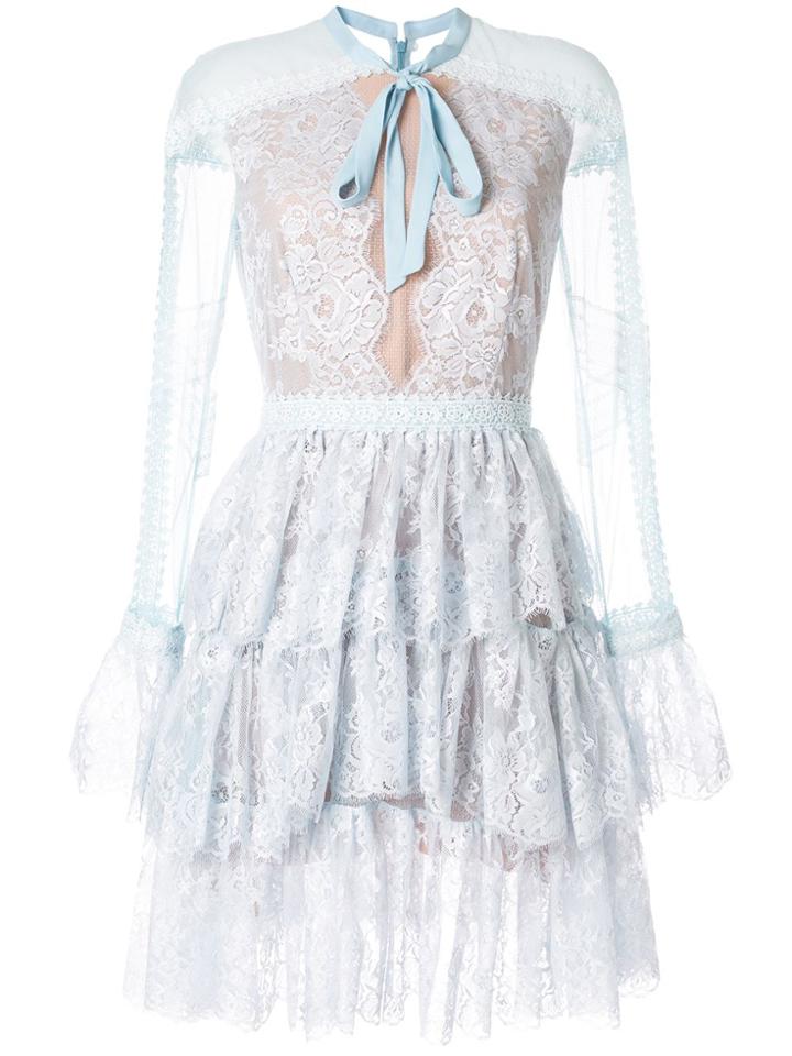 Ingie Paris Long-sleeve Ruffle Dress - Blue