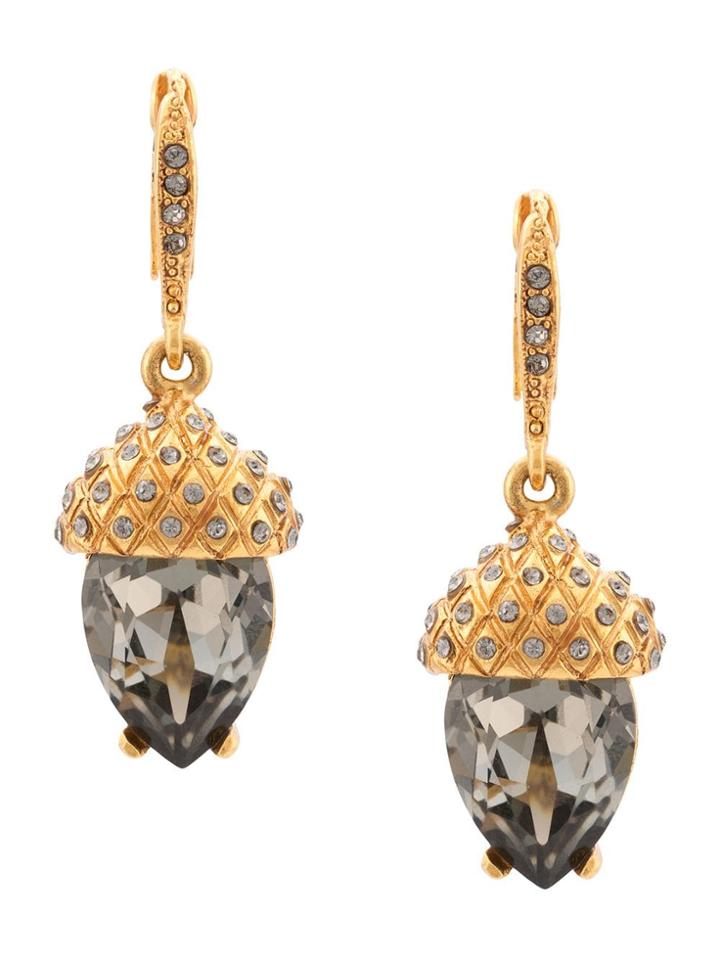 Oscar De La Renta Runway Pave Acorn Drop Earrings - Gold