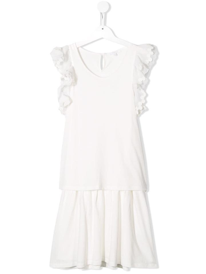 Chloé Kids Teen Ruffled Sleeve Dress - White