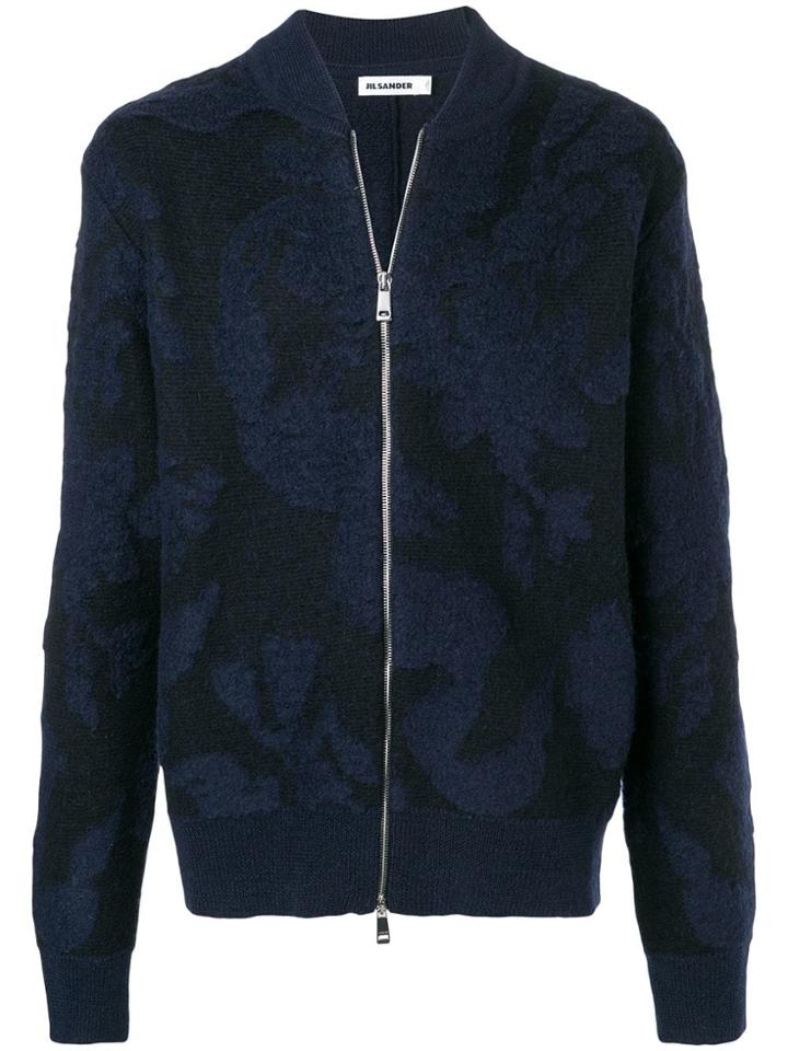 Jil Sander Textured Bomber Jacket - Blue