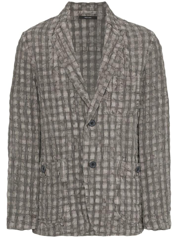 Issey Miyake Shrink Check Jacket - Grey