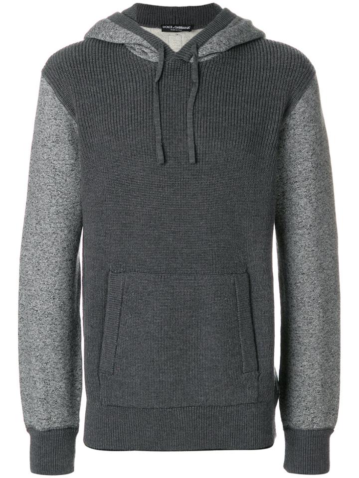 Dolce & Gabbana Kangaroo Pocket Knitted Hoodie - Grey