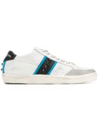 Leather Crown Studded Lace-up Sneakers - White