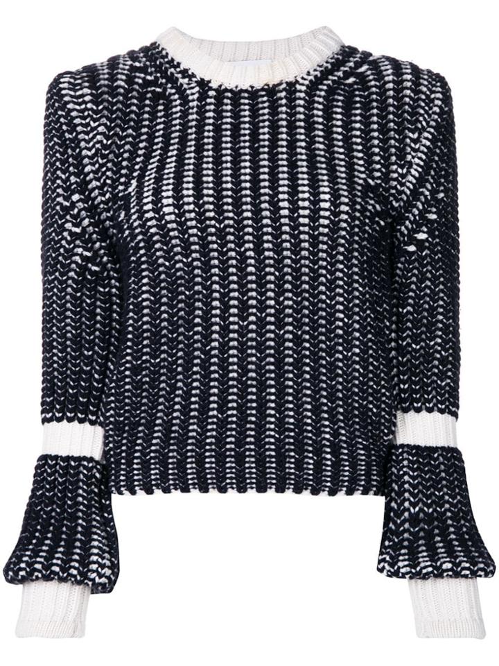 Thom Browne Bi-colored Chunky Merino Pullover - Blue