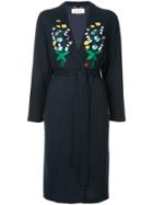 Muveil Embroidered Kimono Coat - Blue