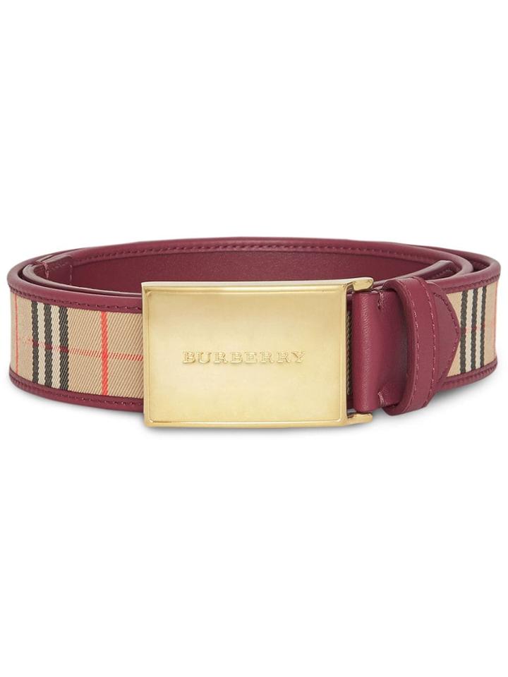 Burberry 1983 Check Plaque Buckle Belt - Red