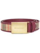 Burberry 1983 Check Plaque Buckle Belt - Red