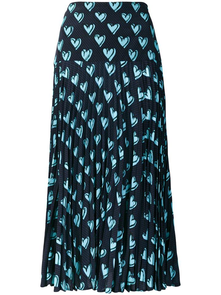 Fendi Heart Pleated Midi Skirt - Blue