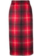 No21 Checked Pencil Skirt - Red