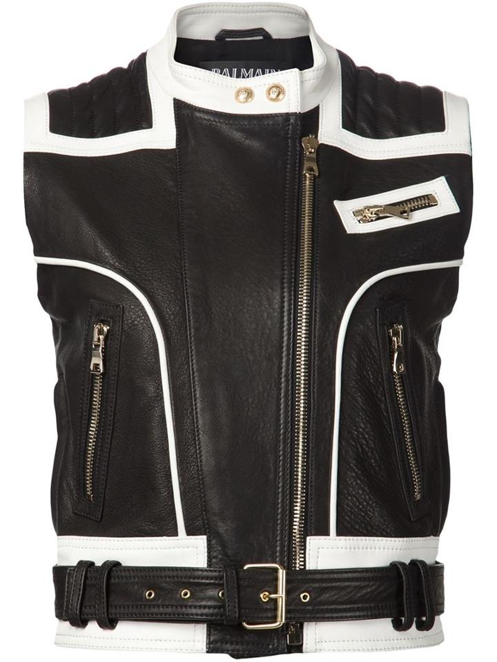 Balmain Biker Gilet, Women's, Size: 36, Black, Lamb Skin