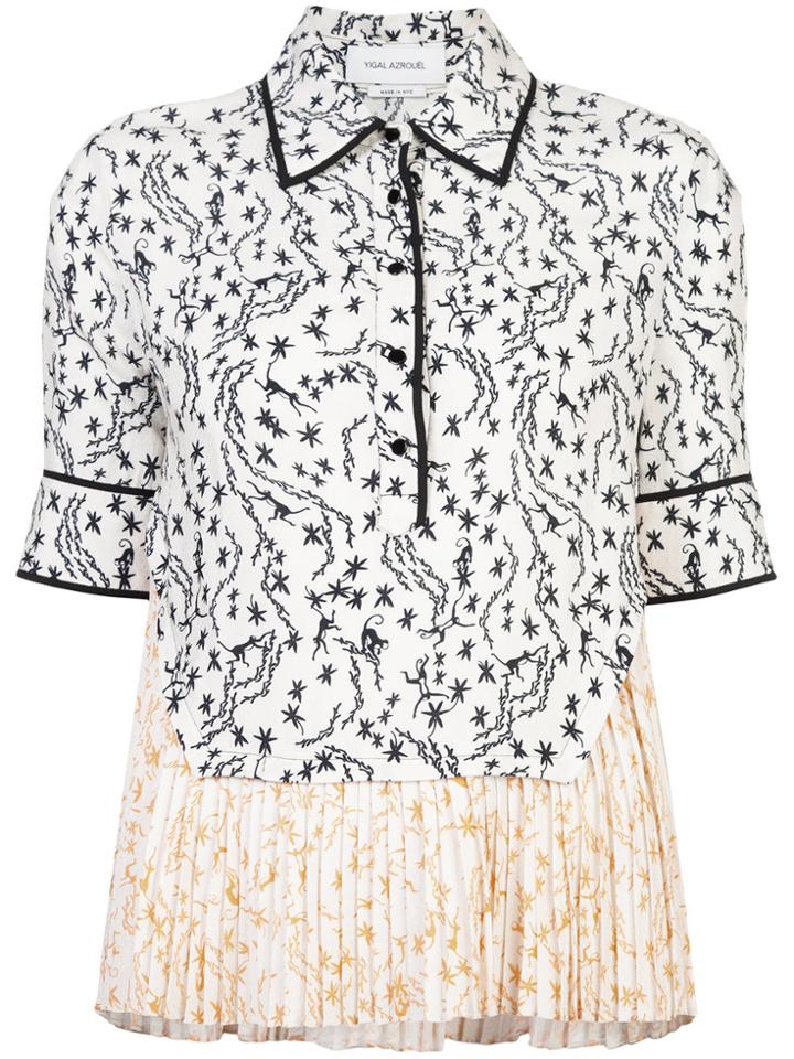 Yigal Azrouel Orchid Vine Pleated Top - White
