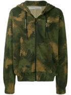 Off-white Camouflage Print Zipped Hoodie - Green