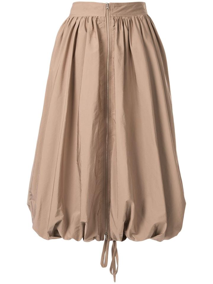 Goen.j Zip-embellished Balloon Taffeta Skirt - Brown