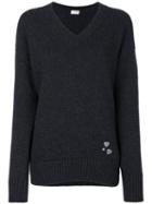 Saint Laurent - Heart Pin Knitted Jumper - Women - Cashmere - S, Grey, Cashmere