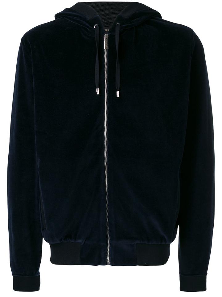 Versace Logo Hooded Sweatshirt, Men's, Size: Medium, Blue, Cotton/polyamide/spandex/elastane