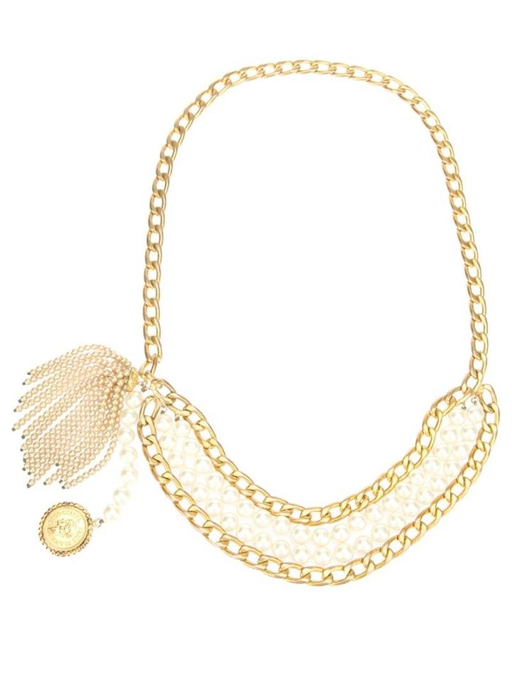 Chanel Vintage Pearl And Chain Belt