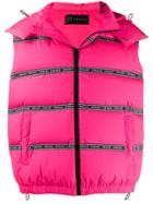 Versace Puffer Logo Tape Gilet Jacket - Pink