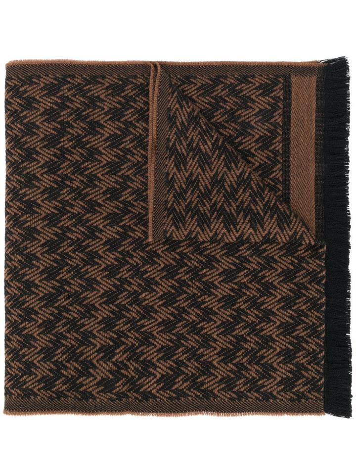 Corneliani Embroidered Logo Scarf - Brown