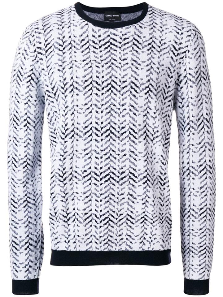 Giorgio Armani Herringbone Knit Sweater - White