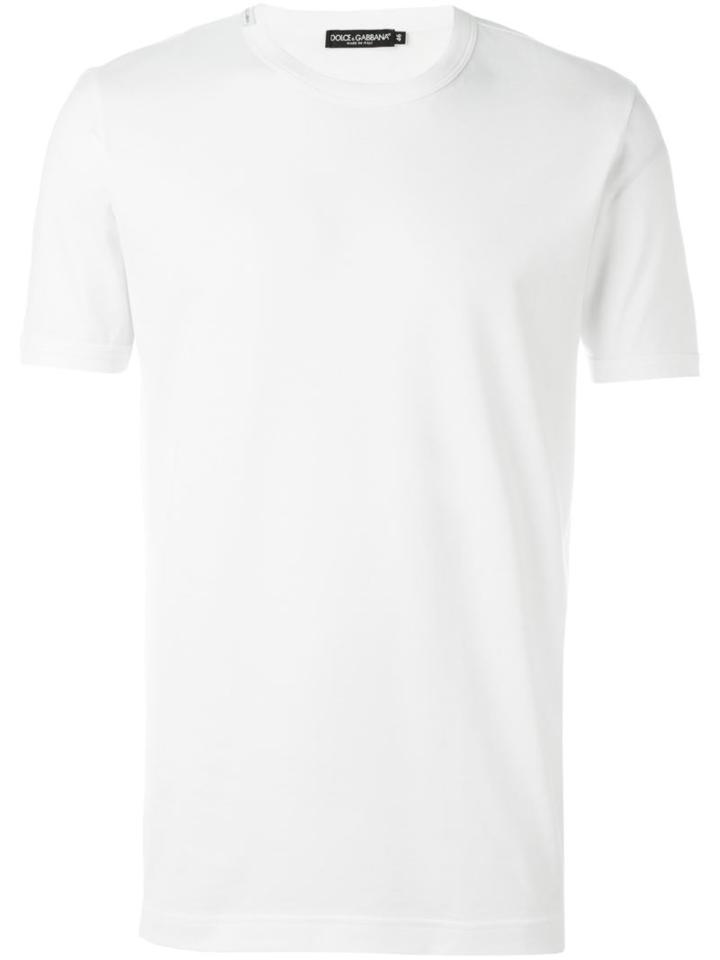 Dolce & Gabbana Round Neck T-shirt, Men's, Size: 52, White, Cotton