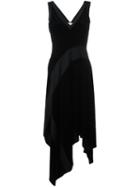 Dkny Ribbed Insert Asymmetric Dress, Women's, Size: Xs, Black, Viscose/silk/merino