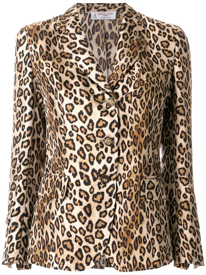 Alberto Biani Leopard Print Fitted Blazer - Yellow & Orange
