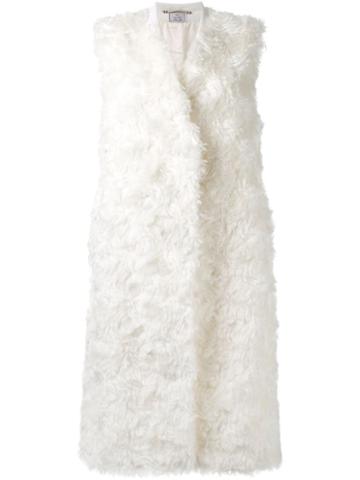 22/4 By Stephanie Hahn Fur Long Vest, Women's, Size: 38, Nude/neutrals, Cotton/viscose/mohair