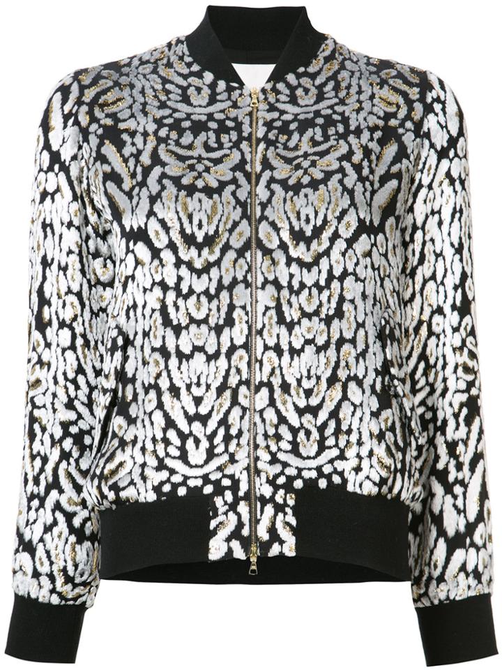 Adam Lippes Ocelot Velvet Bomber Jacket - Black