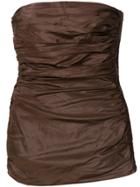 Yves Saint Laurent Vintage Gathered Strapless Top - Brown