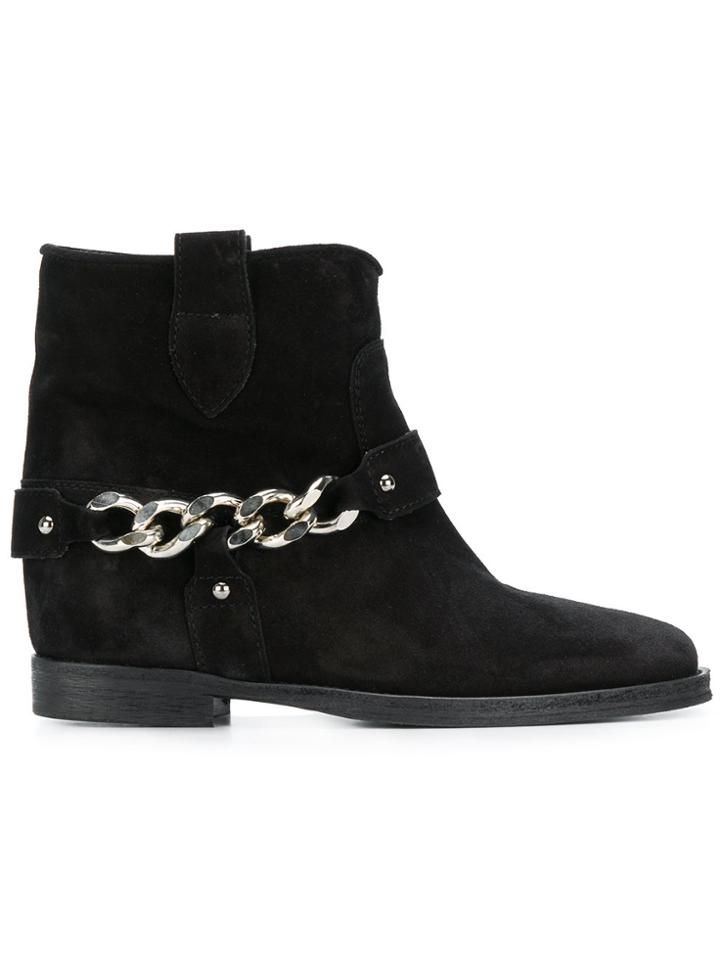Via Roma 15 Chain Embellished Ankle Boots - Black