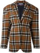 Jacquemus Checked Oversized Blazer, Women's, Size: 40, Brown, Wool/acetate/polyester