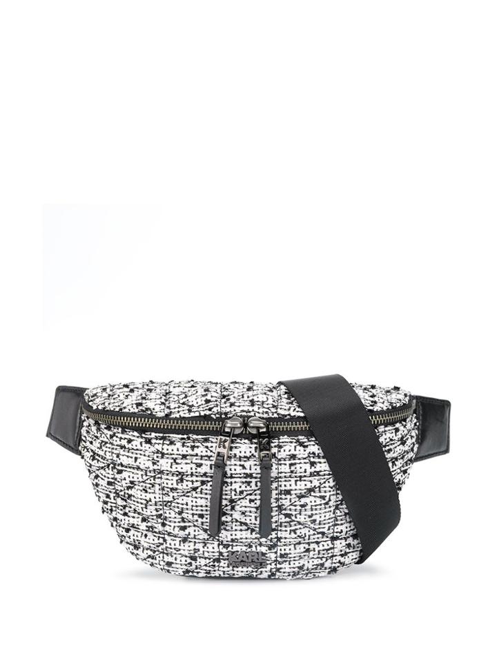 Karl Lagerfeld Tweed Belt Bag. - White