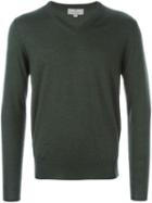 Canali V-neck Sweater, Men's, Size: 54, Green, Wool