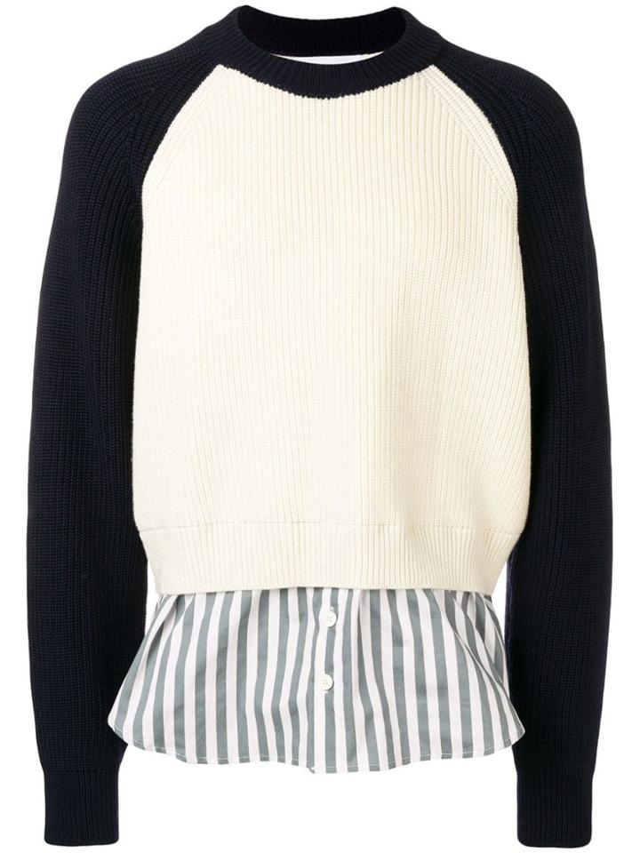 Sunnei Contrast Shirt-hem Sweater - White